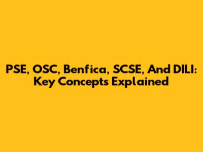 PSE, OSC, Benfica, SCSE, And DILI: Key Concepts Explained