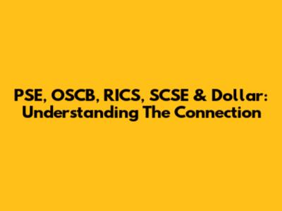 PSE, OSCB, RICS, SCSE & Dollar: Understanding The Connection