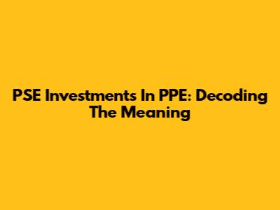 PSE Investments In PPE: Decoding The Meaning
