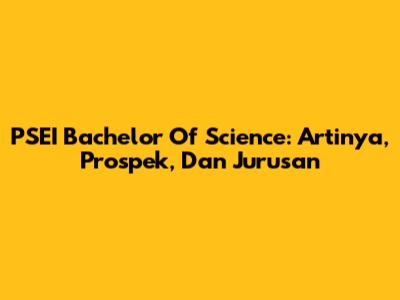 PSEI Bachelor Of Science: Artinya, Prospek, Dan Jurusan