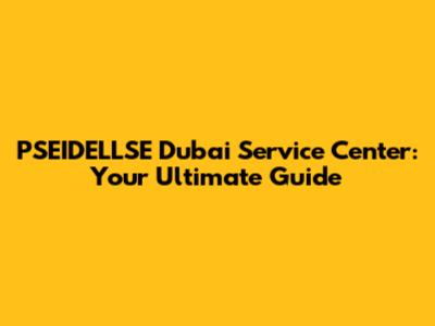 PSEIDELLSE Dubai Service Center: Your Ultimate Guide
