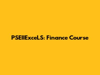 PSEIIExceLS: Finance Course