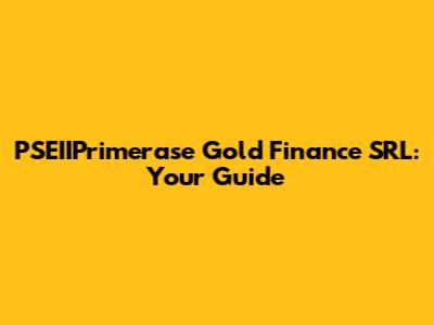 PSEIIPrimerase Gold Finance SRL: Your Guide