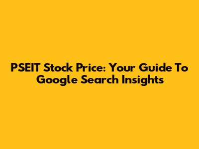 PSEIT Stock Price: Your Guide To Google Search Insights