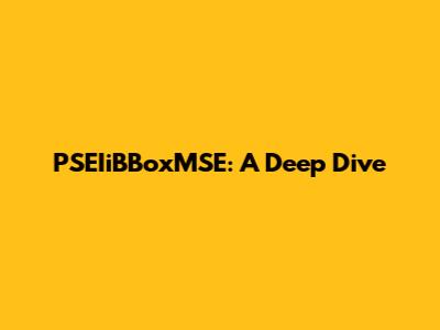 PSEIiBBoxMSE: A Deep Dive