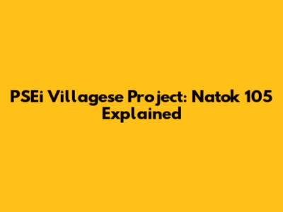PSEi Villagese Project: Natok 105 Explained