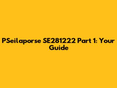 PSeilaporse SE281222 Part 1: Your Guide