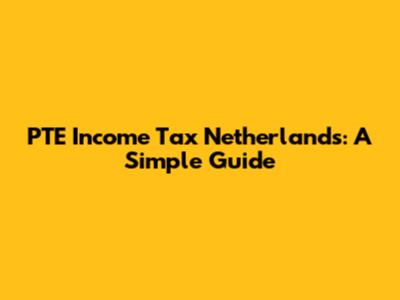 PTE Income Tax Netherlands: A Simple Guide