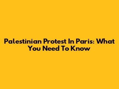 Palestinian Protest In Paris: What You Need To Know