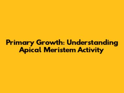 Primary Growth: Understanding Apical Meristem Activity