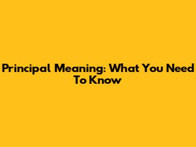 Principal Meaning: What You Need To Know