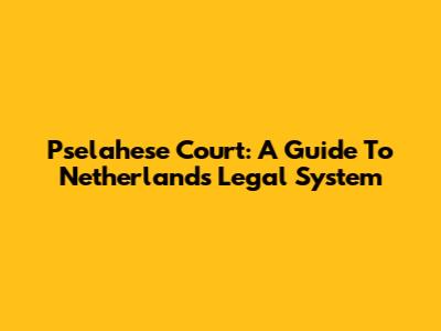 Pselahese Court: A Guide To Netherlands' Legal System