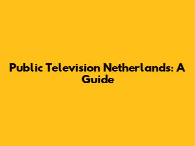 Public Television Netherlands: A Guide