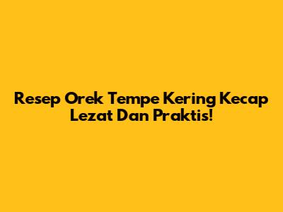 Resep Orek Tempe Kering Kecap Lezat Dan Praktis!