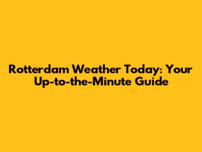 Rotterdam Weather Today: Your Up-to-the-Minute Guide