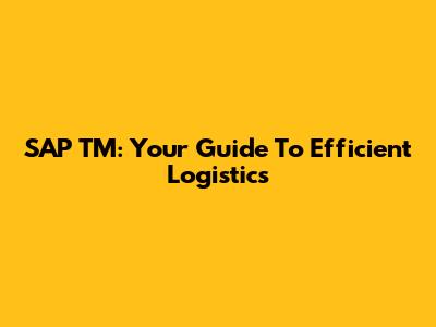 SAP TM: Your Guide To Efficient Logistics