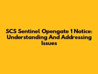 SCS Sentinel Opengate 1 Notice: Understanding And Addressing Issues