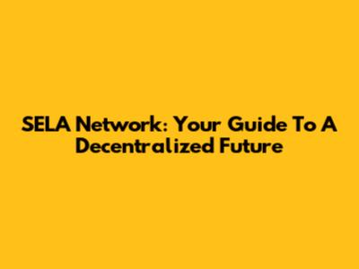 SELA Network: Your Guide To A Decentralized Future