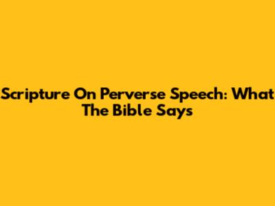 Scripture On Perverse Speech: What The Bible Says