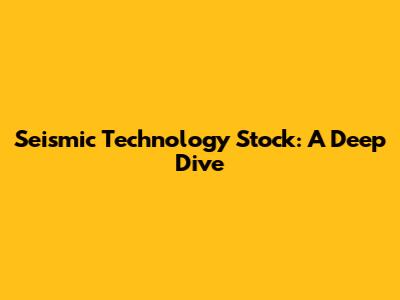 Seismic Technology Stock: A Deep Dive