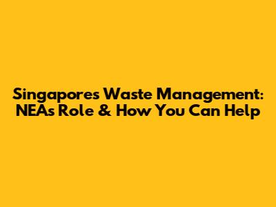 Singapore's Waste Management: NEA's Role & How You Can Help