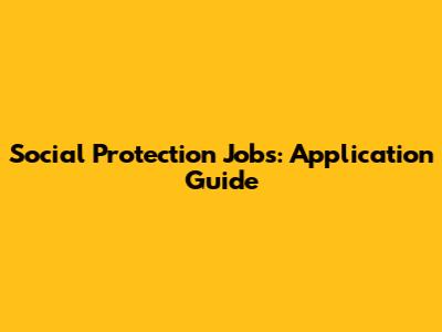 Social Protection Jobs: Application Guide