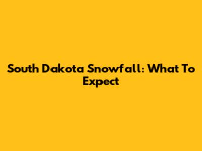 South Dakota Snowfall: What To Expect