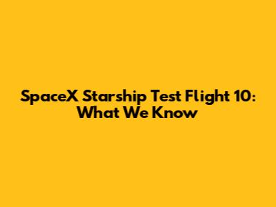 SpaceX Starship Test Flight 10: What We Know