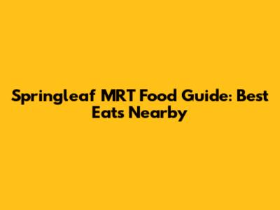 Springleaf MRT Food Guide: Best Eats Nearby
