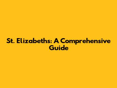 St. Elizabeth's: A Comprehensive Guide