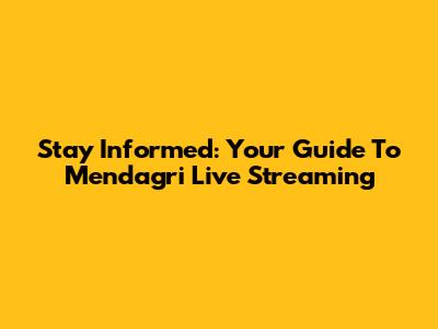 Stay Informed: Your Guide To Mendagri Live Streaming