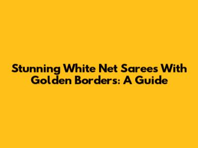 Stunning White Net Sarees With Golden Borders: A Guide