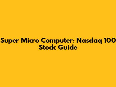 Super Micro Computer: Nasdaq 100 Stock Guide