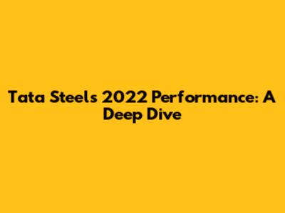 Tata Steel's 2022 Performance: A Deep Dive