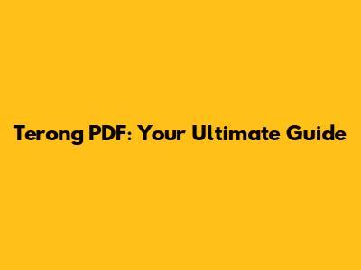 Terong PDF: Your Ultimate Guide