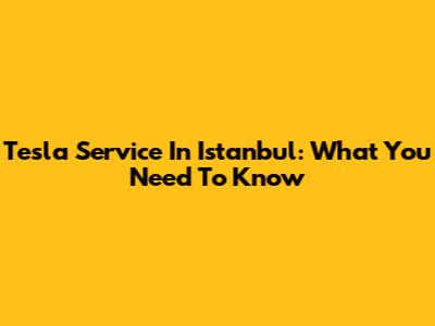Tesla Service In Istanbul: What You Need To Know