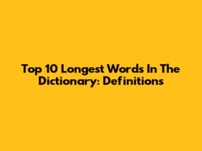 Top 10 Longest Words In The Dictionary: Definitions