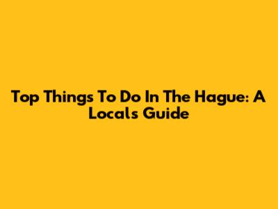 Top Things To Do In The Hague: A Local's Guide