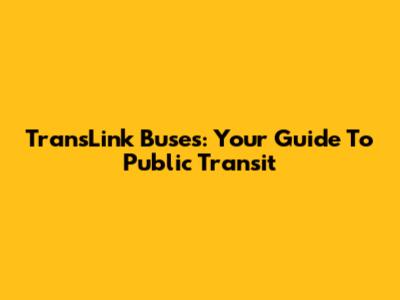 TransLink Buses: Your Guide To Public Transit