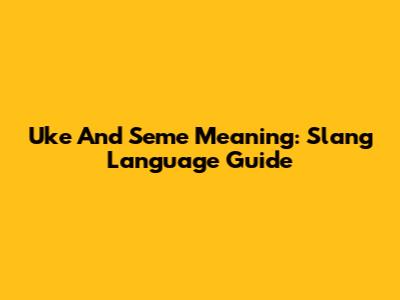 Uke And Seme Meaning: Slang Language Guide