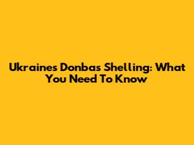 Ukraine's Donbas Shelling: What You Need To Know