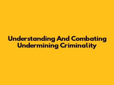 Understanding And Combating Undermining Criminality