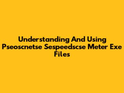 Understanding And Using Pseoscnetse Sespeedscse Meter Exe Files