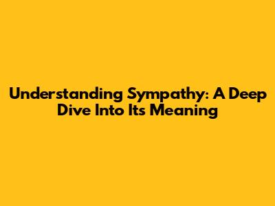 Understanding Sympathy: A Deep Dive Into Its Meaning