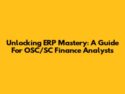 Unlocking ERP Mastery: A Guide For OSC/SC Finance Analysts