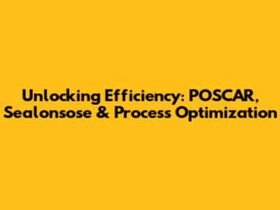 Unlocking Efficiency: POSCAR, Sealonsose & Process Optimization