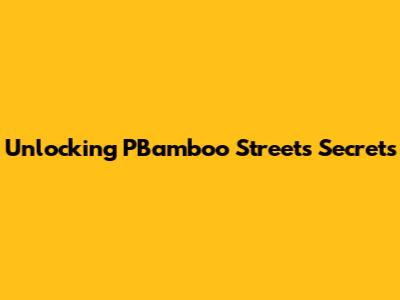 Unlocking PBamboo Street's Secrets