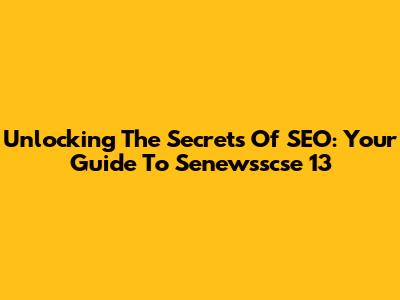 Unlocking The Secrets Of SEO: Your Guide To Senewsscse 13