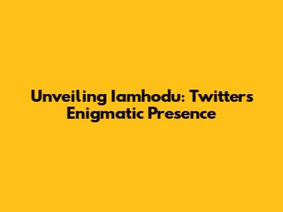 Unveiling Iamhodu: Twitter's Enigmatic Presence