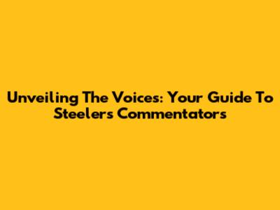 Unveiling The Voices: Your Guide To Steelers Commentators
